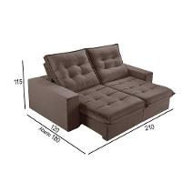 Sofá 2 Lugares Retrátil E Reclinável Martins M-166 Veludo Marrom - 3