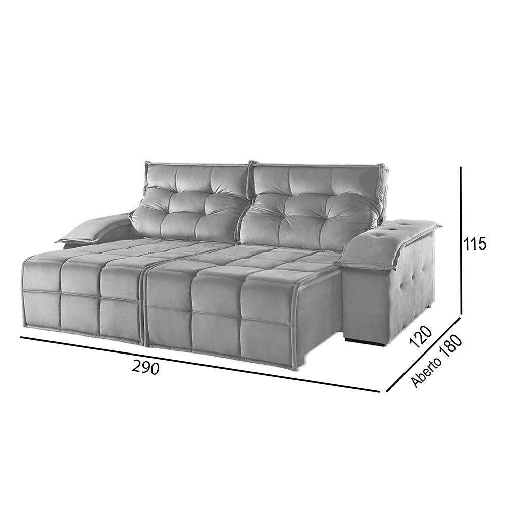 Sofá 5 Lugares Retrátil E Reclinável Martins M-122 Veludo Cinza - 3