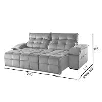 Sofá 5 Lugares Retrátil E Reclinável Martins M-122 Veludo Cinza - 3