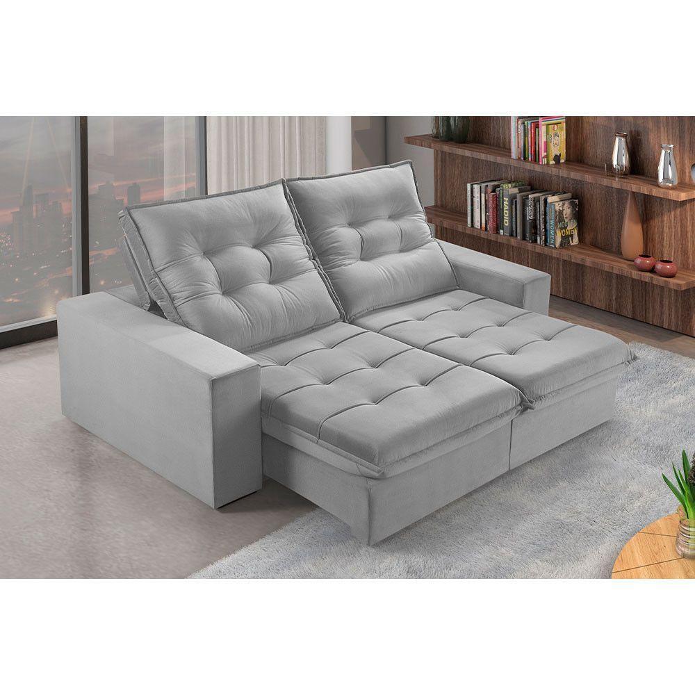 Sofá 3 Lugares Retrátil E Reclinável Martins M-166 Veludo Cinza - 3