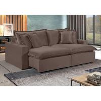 Sofá 4 Lugares Retrátil Com Encosto Fixo Martins M-145 Marrom - 2