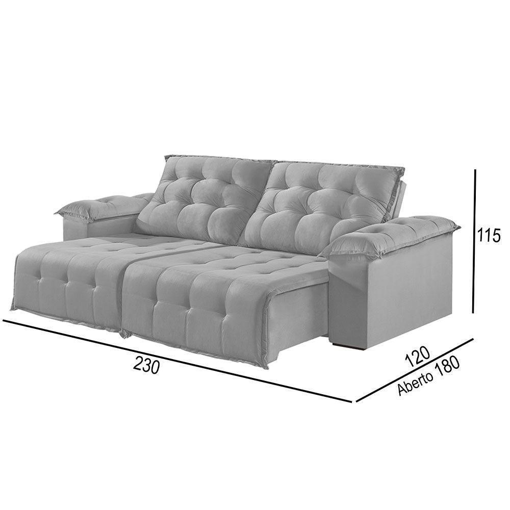 Sofá 3 Lugares Retrátil E Reclinável Martins M-170 Veludo Cinza - 3