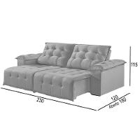 Sofá 3 Lugares Retrátil E Reclinável Martins M-170 Veludo Cinza - 3