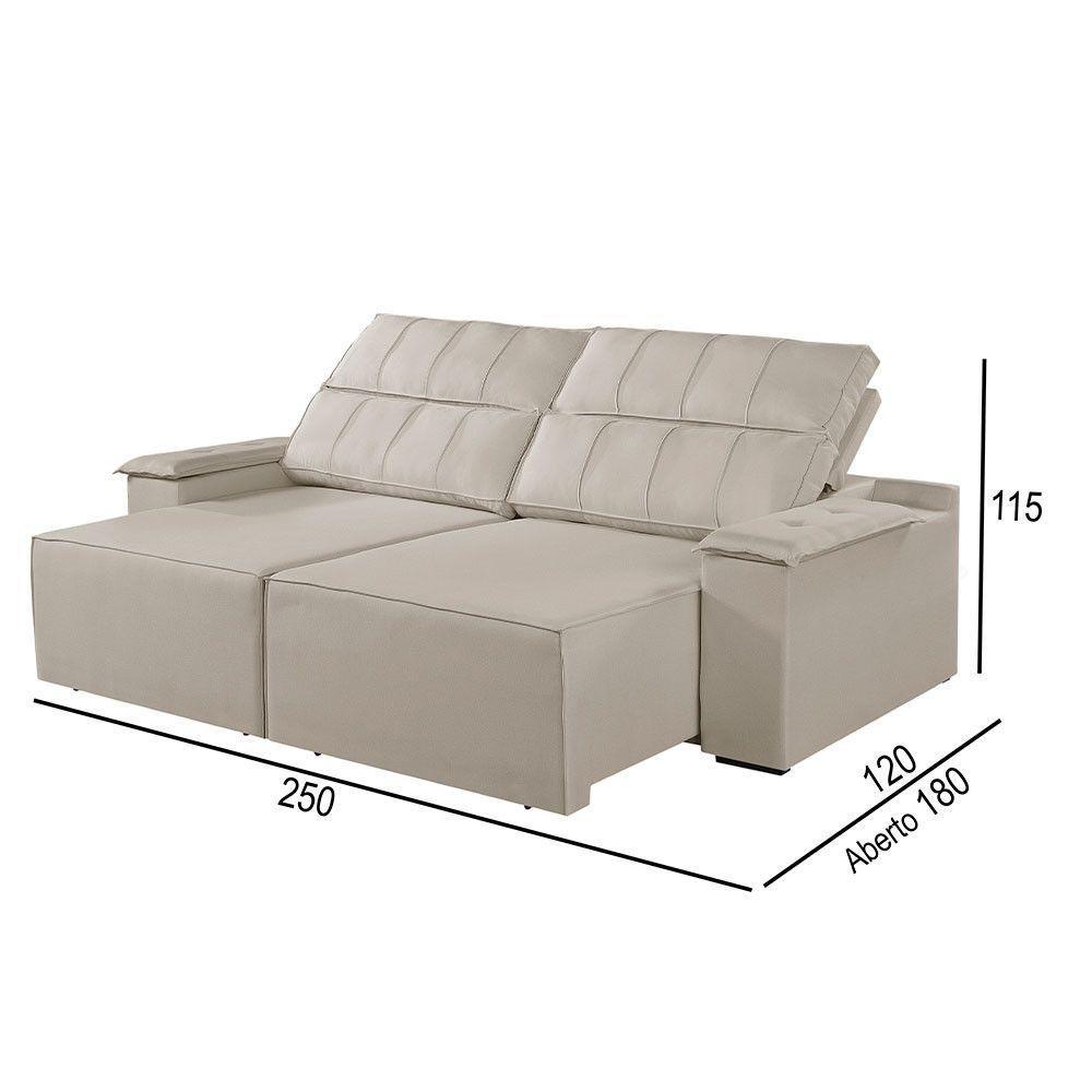 Sofá 4 Lugares Retrátil E Reclinável Martins M-182 Veludo Creme - 2