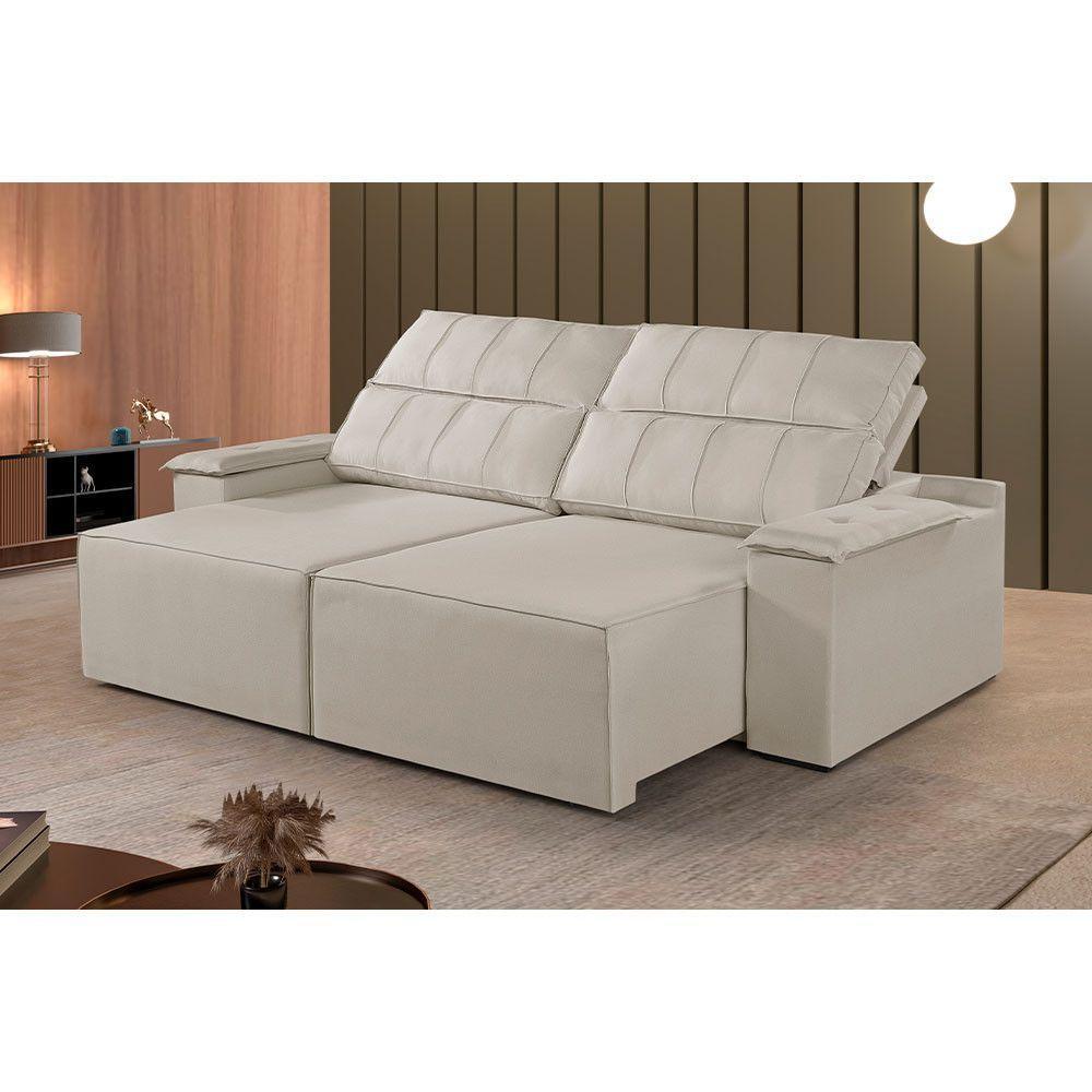 Sofá 4 Lugares Retrátil E Reclinável Martins M-182 Veludo Creme - 3