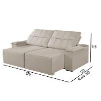 Sofá 4 Lugares Retrátil E Reclinável Martins M-182 Veludo Creme - 2