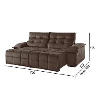 Sofá 4 Lugares Retrátil E Reclinável Martins M-122 Veludo Marrom - 3