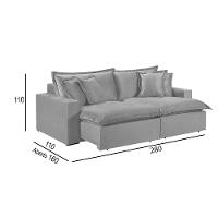 Sofá 5 Lugares Retrátil Encosto Fixo M-145 Veludo Martins Cinza - 3