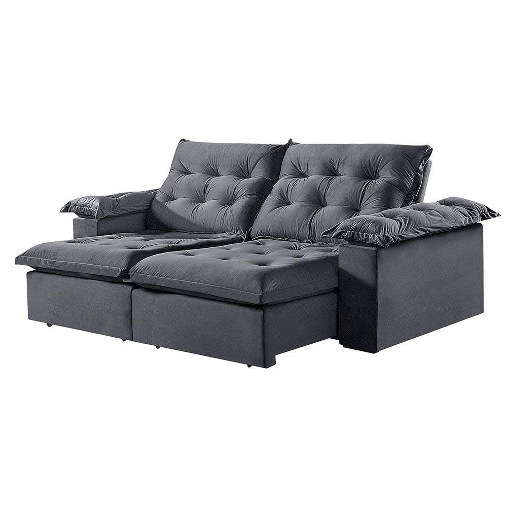 Sofá 5 Lugares Retrátil E Reclinável Martins M-147 Veludo Grafite - 1