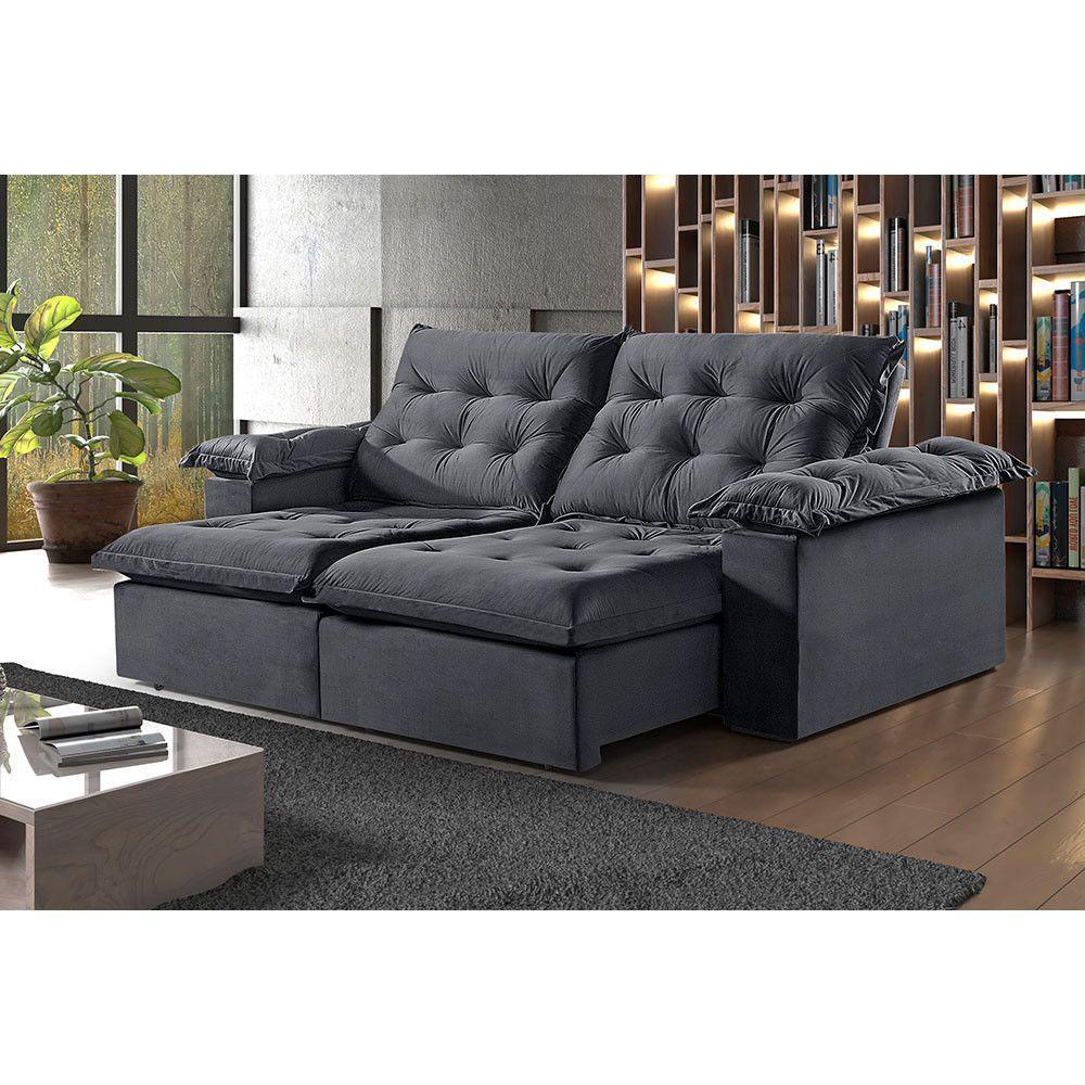 Sofá 5 Lugares Retrátil E Reclinável Martins M-147 Veludo Grafite - 2