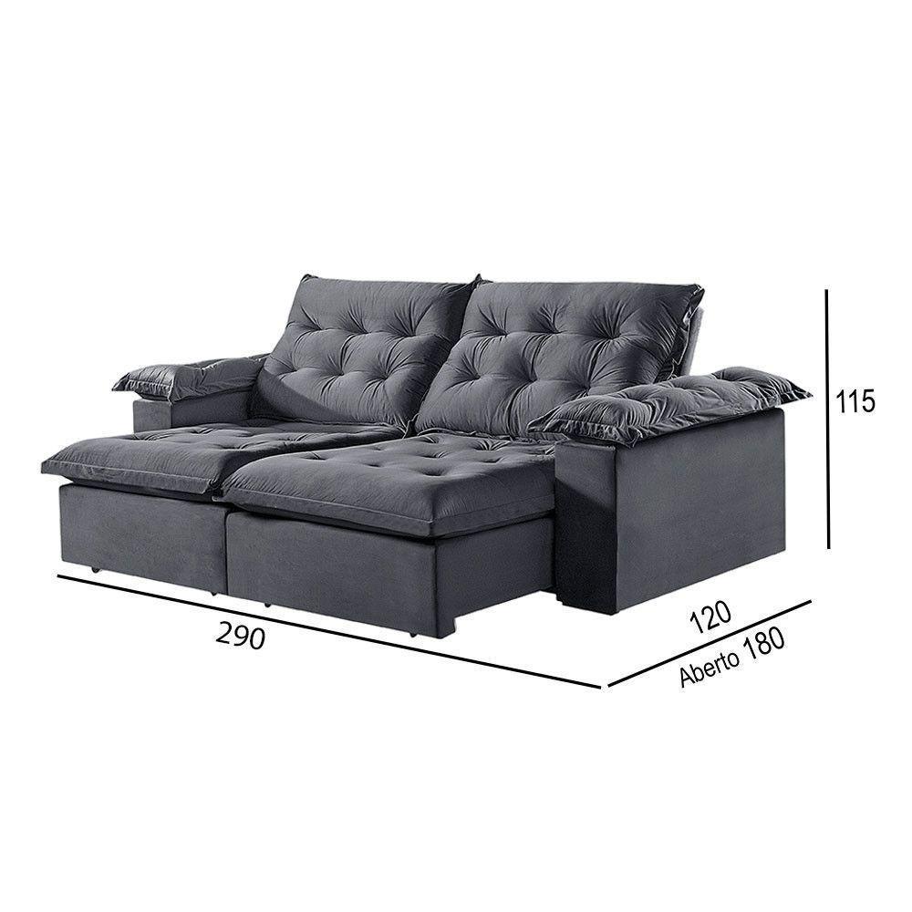 Sofá 5 Lugares Retrátil E Reclinável Martins M-147 Veludo Grafite - 3