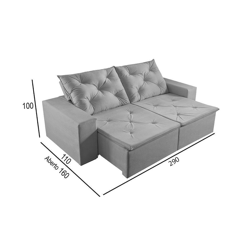 Sofá 5 Lugares Retrátil E Reclinável Martins M-181 Veludo Cinza - 3