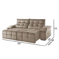 Sofá 4 Lugares Retrátil E Reclinável Martins M-122 Veludo Bege - 2