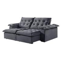 Sofá 4 Lugares Retrátil E Reclinável Martins M-147 Veludo Grafite - 1