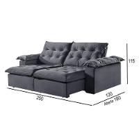 Sofá 4 Lugares Retrátil E Reclinável Martins M-147 Veludo Grafite - 3