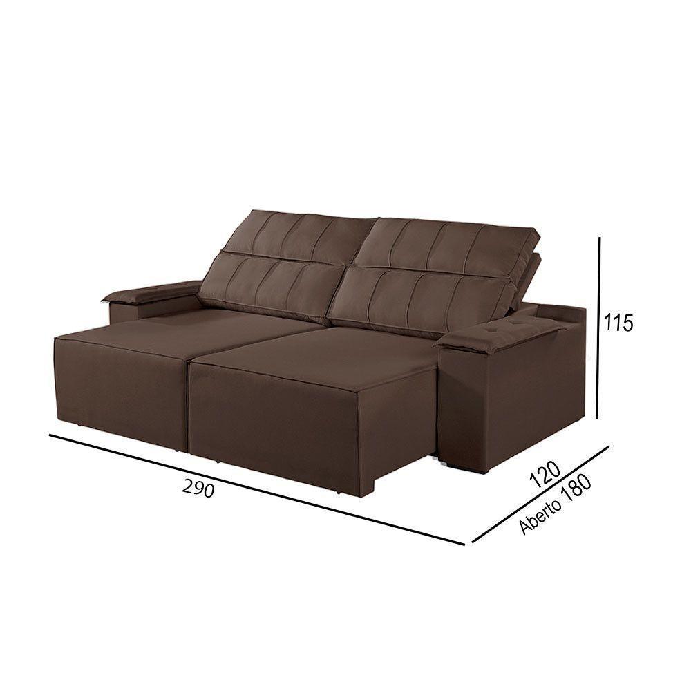 Sofá 5 Lugares Retrátil E Reclinável Martins M-182 Veludo Marrom - 3