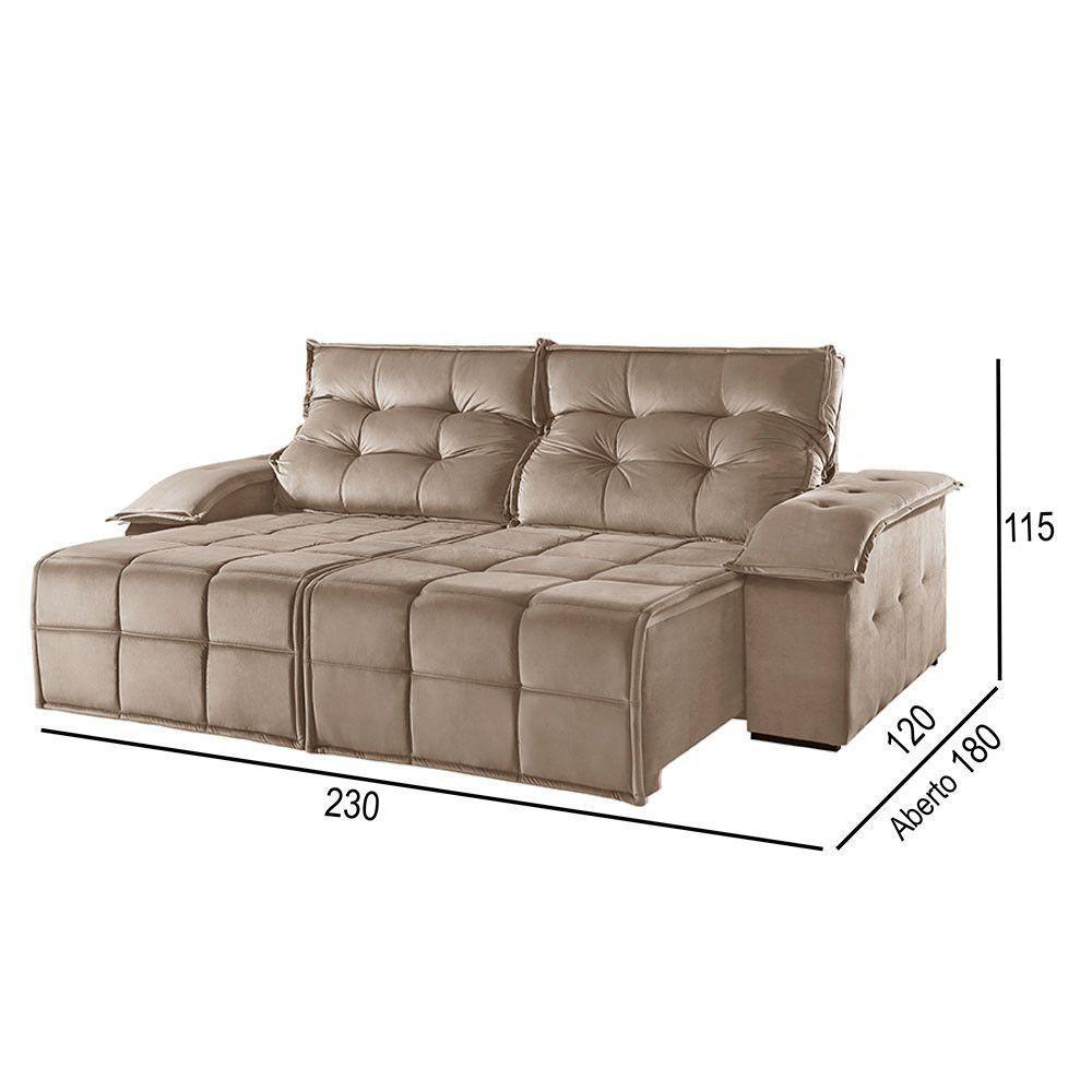 Sofá 3 Lugares Retrátil E Reclinável Martins M-122 Veludo Bege - 3