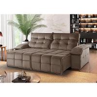 Sofá 3 Lugares Retrátil E Reclinável Martins M-122 Veludo Bege - 2