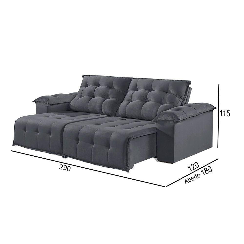 Sofá 5 Lugares Retrátil E Reclinável Martins M-170 Veludo Grafite - 3