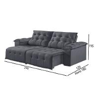 Sofá 5 Lugares Retrátil E Reclinável Martins M-170 Veludo Grafite - 3