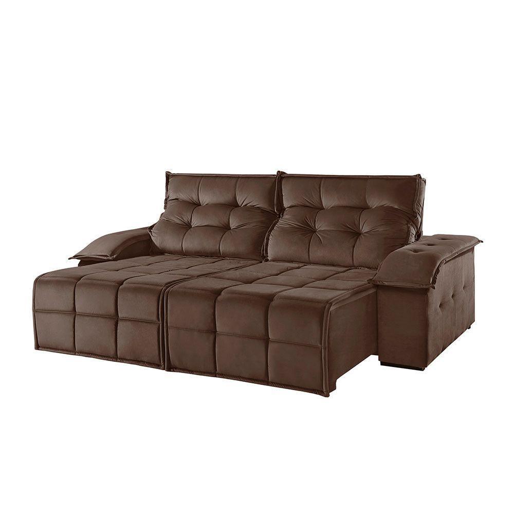 Sofá 2 Lugares Retrátil E Reclinável Martins M-122 Veludo Marrom - 1