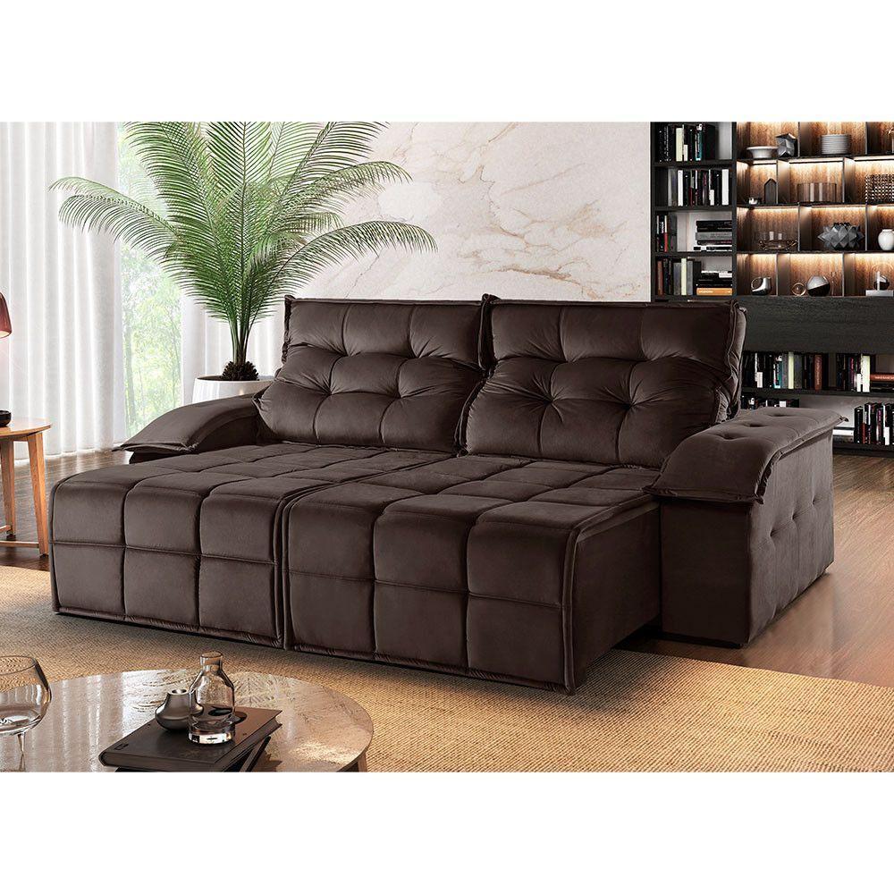 Sofá 2 Lugares Retrátil E Reclinável Martins M-122 Veludo Marrom - 2