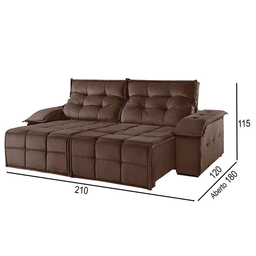 Sofá 2 Lugares Retrátil E Reclinável Martins M-122 Veludo Marrom - 3