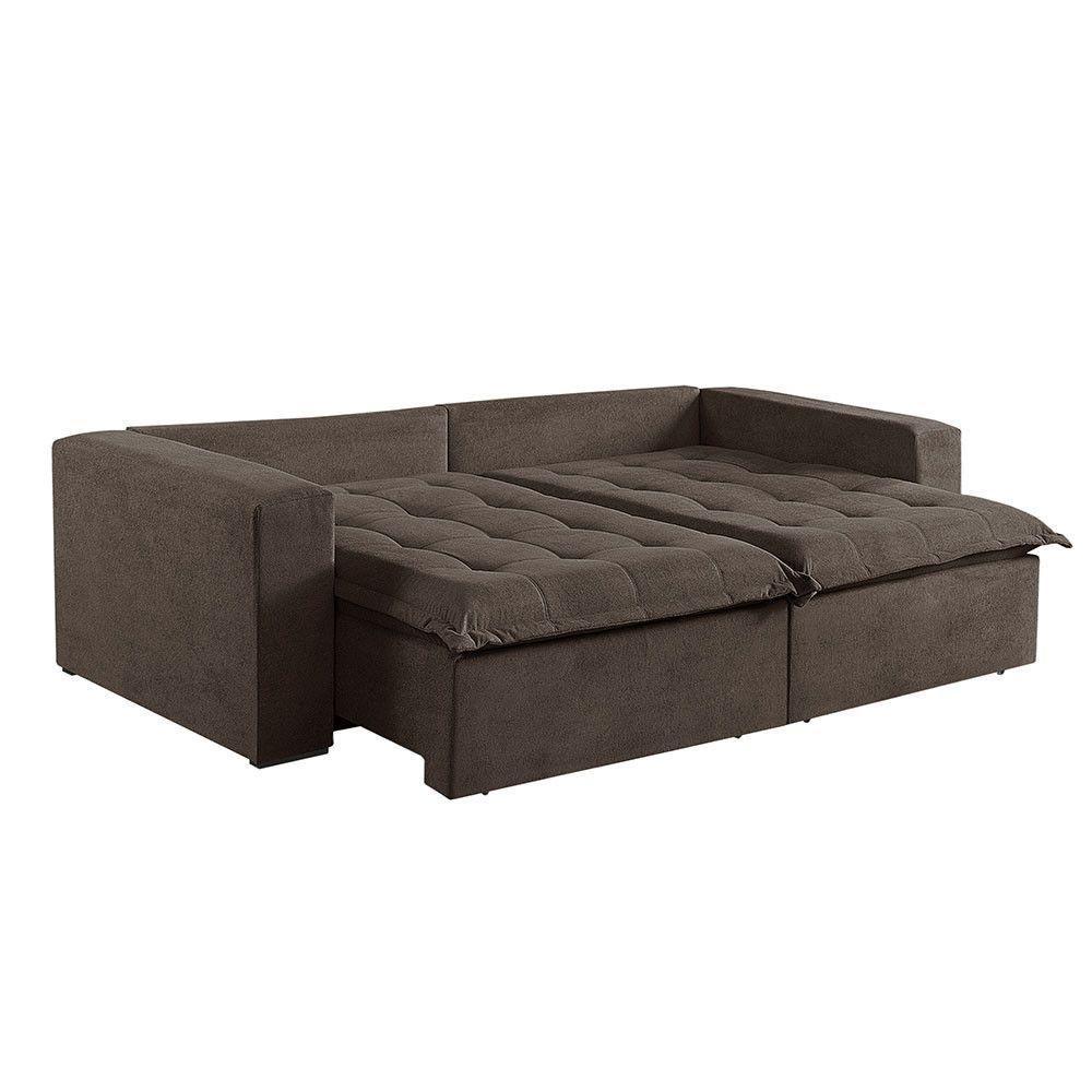 Sofá Cama 2 Lugares Retrátil Reclinável M-184 Veludo Martins Marrom - 3
