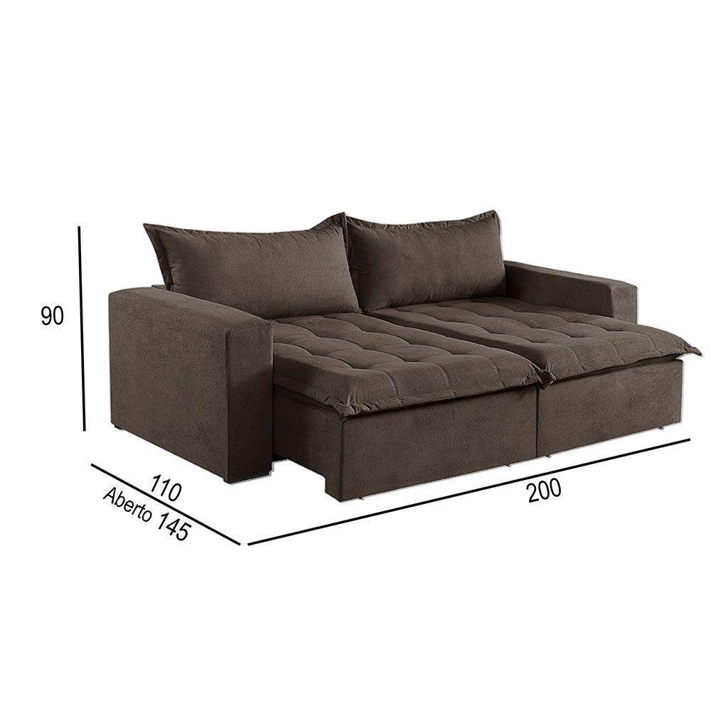 Sofá Cama 2 Lugares Retrátil Reclinável M-184 Veludo Martins Marrom - 4