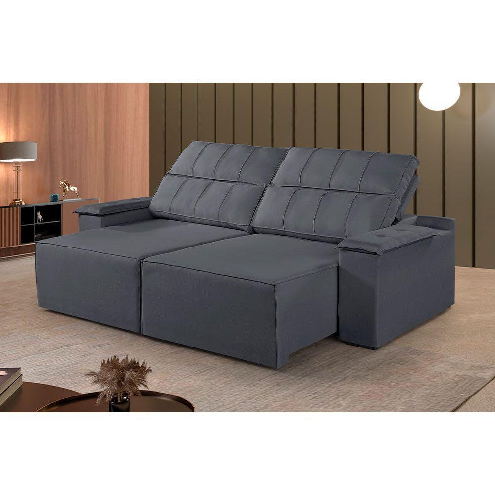 Sofá 4 Lugares Retrátil E Reclinável Martins M-182 Veludo Grafite - 2