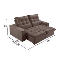 Sofá 3 Lugares Retrátil E Reclinável Martins M-166 Veludo Marrom - 2