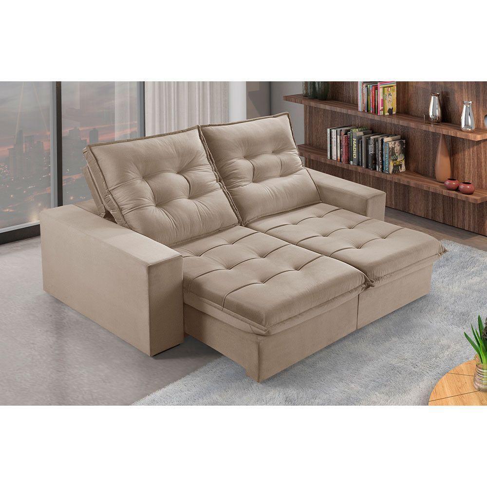 Sofá 2 Lugares Retrátil E Reclinável Martins M-166 Veludo Bege - 2