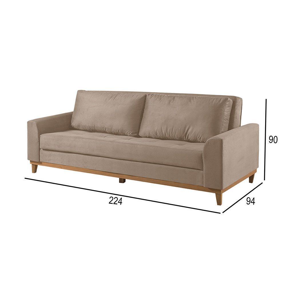 Sofá Cama 2 Lugares Living M-157 Veludo Martins Bege - 2