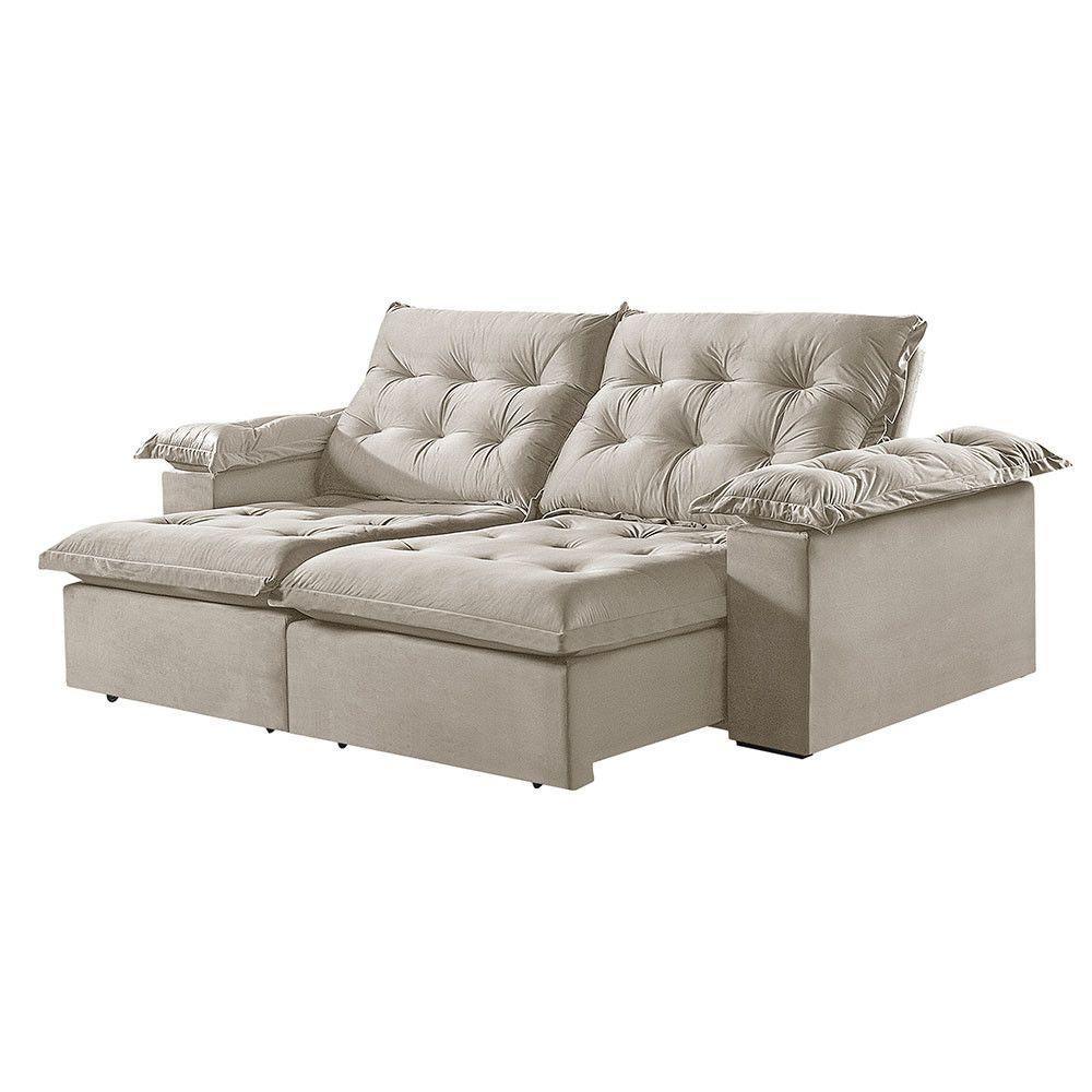 Sofá 5 Lugares Retrátil E Reclinável Martins M-147 Veludo Creme - 1