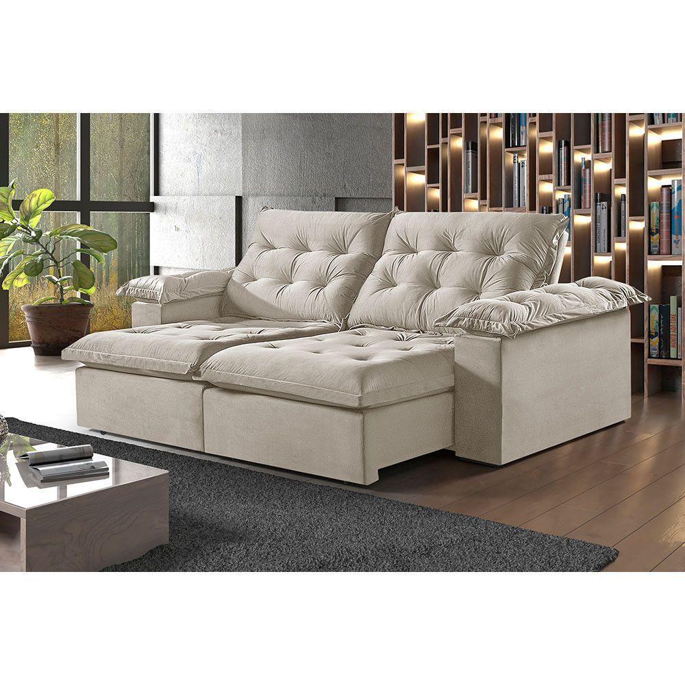 Sofá 5 Lugares Retrátil E Reclinável Martins M-147 Veludo Creme - 2