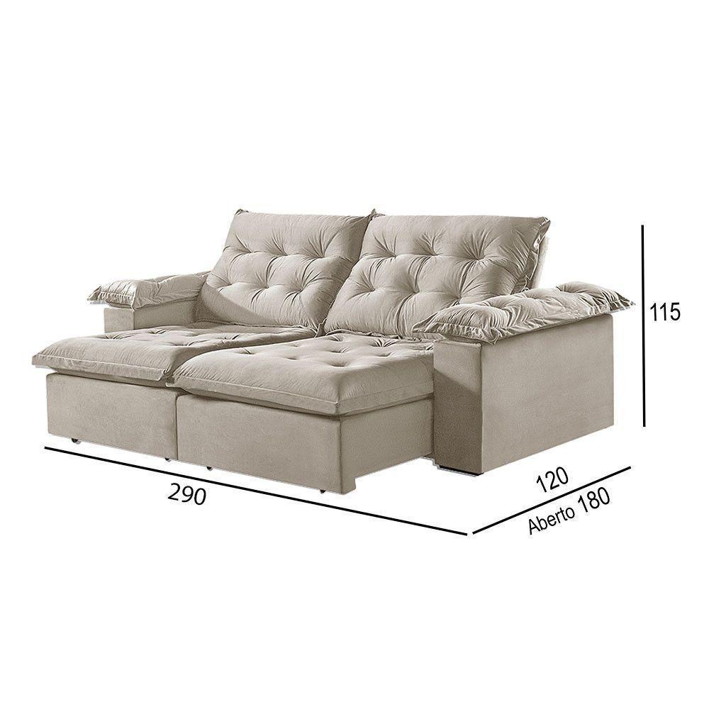 Sofá 5 Lugares Retrátil E Reclinável Martins M-147 Veludo Creme - 3