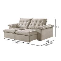 Sofá 5 Lugares Retrátil E Reclinável Martins M-147 Veludo Creme - 3
