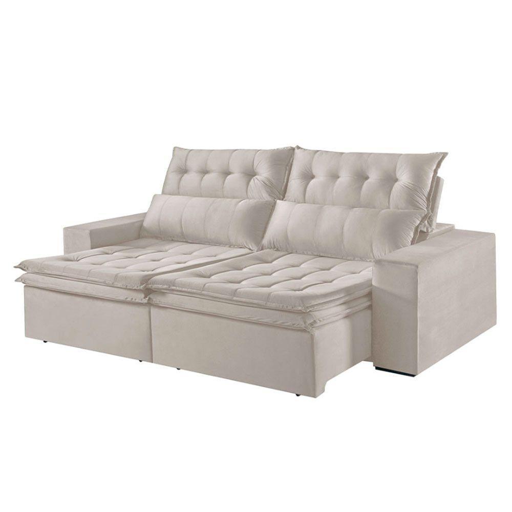 Sofá 3 Lugares Retrátil E Reclinável Martins M-118 Veludo Creme - 1