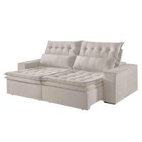 Sofá 3 Lugares Retrátil E Reclinável Martins M-118 Veludo Creme - 1