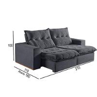 Sofá 2 Lugares Retrátil E Reclinável Martins M-177 Veludo Grafite - 3