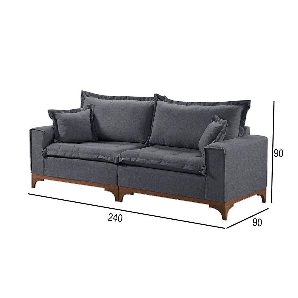 Sofá 4 Lugares Living M-47 Veludo Martins Grafite - 2