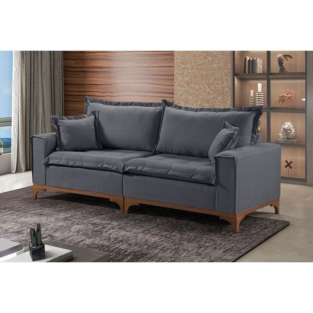 Sofá 4 Lugares Living M-47 Veludo Martins Grafite - 3