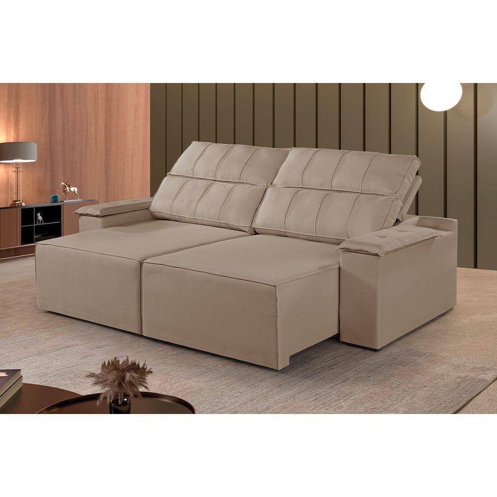 Sofá 3 Lugares Retrátil E Reclinável Martins M-182 Veludo Bege - 3