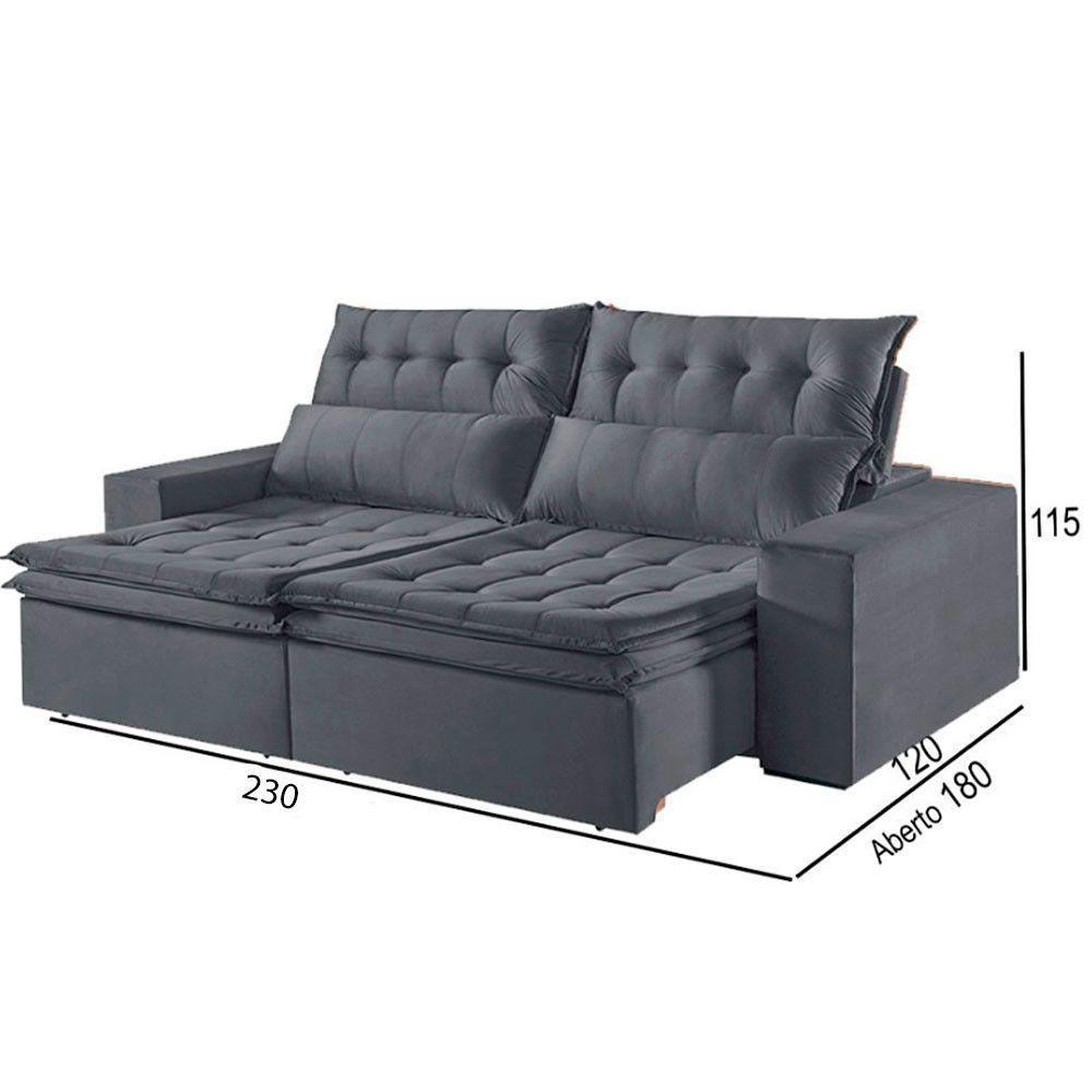 Sofá 3 Lugares Retrátil E Reclinável Martins M-118 Veludo Grafite - 3