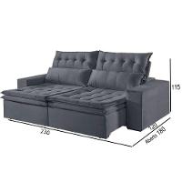 Sofá 3 Lugares Retrátil E Reclinável Martins M-118 Veludo Grafite - 3