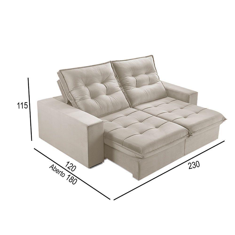 Sofá 3 Lugares Retrátil E Reclinável Martins M-166 Veludo Creme - 3