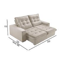 Sofá 3 Lugares Retrátil E Reclinável Martins M-166 Veludo Creme - 3