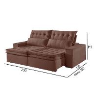 Sofá 3 Lugares Retrátil E Reclinável Martins M-118 Veludo Marrom - 2