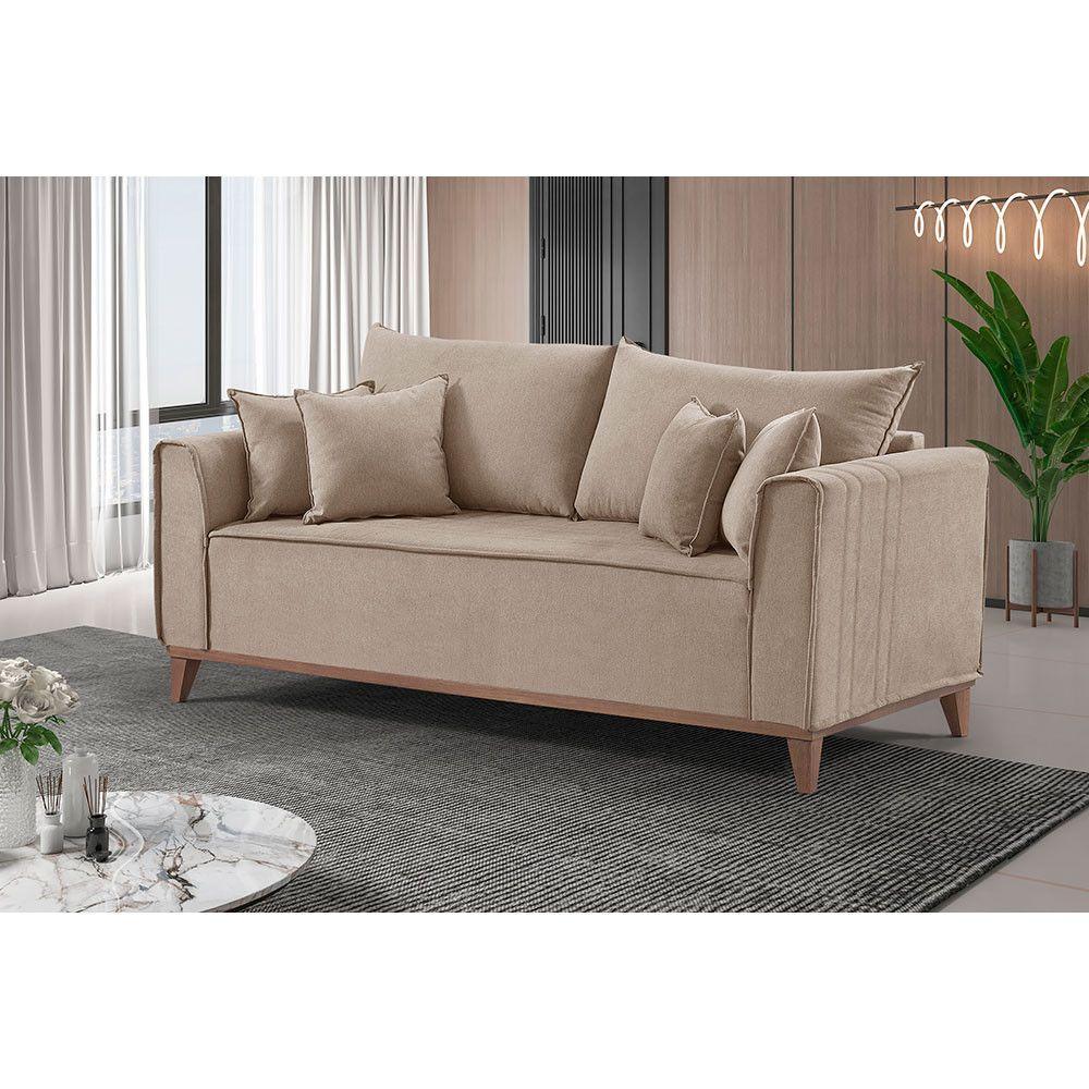 Sofá 4 Lugares Living M-46 Martins Veludo Bege - 2