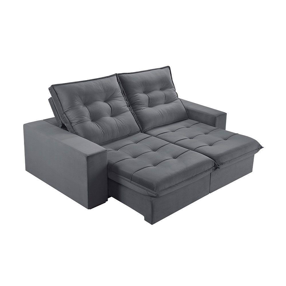 Sofá 3 Lugares Retrátil E Reclinável Martins M-166 Veludo Grafite - 1